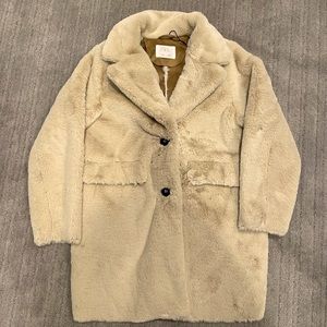 ZARA girls faux fur teddy bear coat